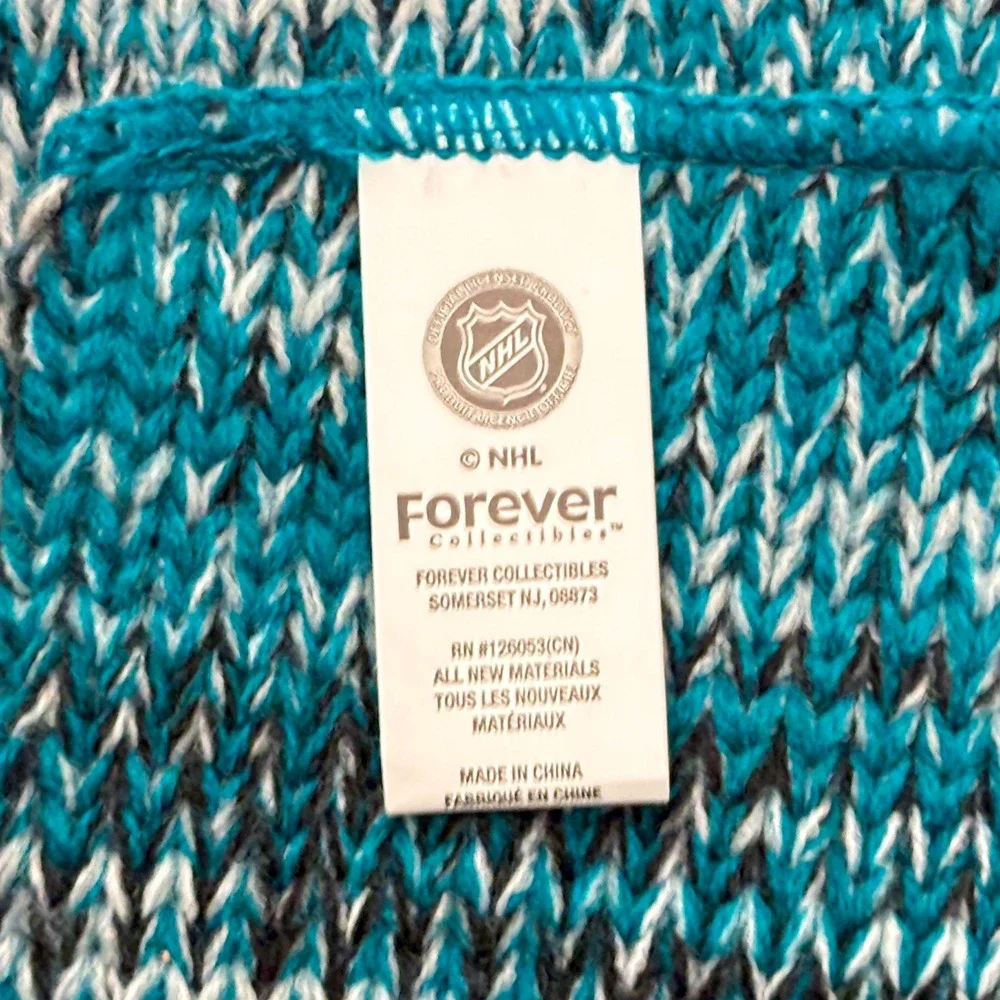 San‎ Jose Sharks NHL NEW Forever Collectibles Teal Knit Scarf Embroidered Logo